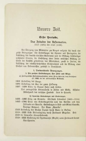 Erste Periode. Das Zeitalter der Reformation 1517 (1492) bis 1648 (1660)