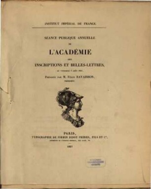 Séance publique annuelle de l'Académie des Inscriptions et Belles-Lettres. 1857