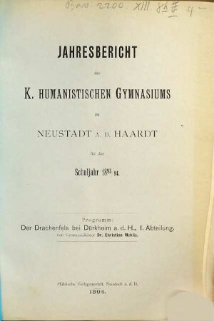 Jahresbericht. 1893/94
