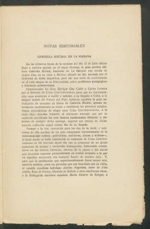 Gabriela Mistral en La Habana