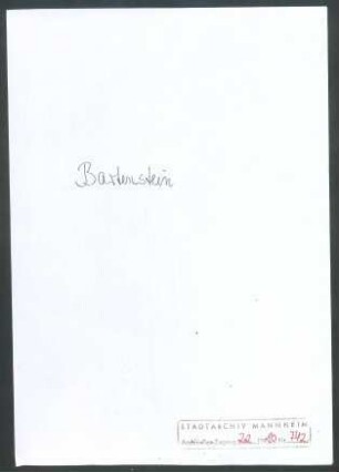 Bartenstein, Franz, Mannheim, an Wichert