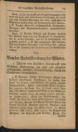 VII. Von der Rechtschreibung der Wörter.