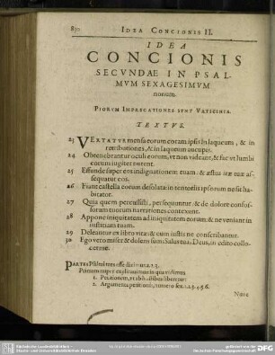 Idea Concionis Secundae In Psalmum Sexagesimum nonum