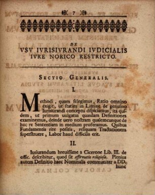 Dissertatio Inavgvralis Ivridica De Vsv Ivrisivrandi Ivdicialis Ivre Norico Restricto : occas. tit. VII. L. X. Reform Nor.