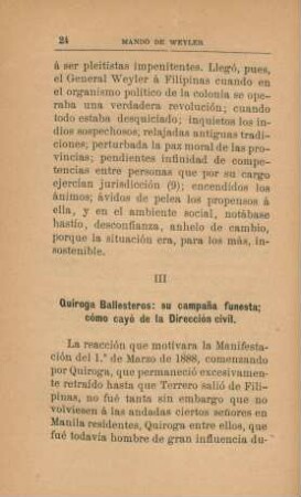 III. Quiroga Ballesteros: su campana funesta; cómo cayó de la dirección civil