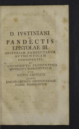 Pandectis Epistolae III.