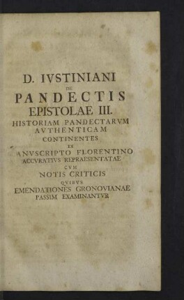 Pandectis Epistolae III.
