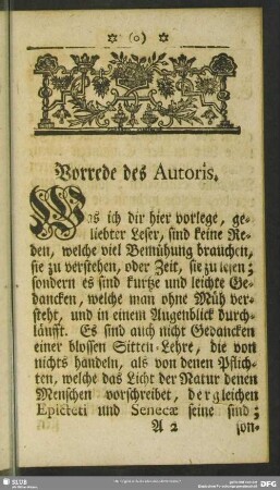 Vorrede des Autoris