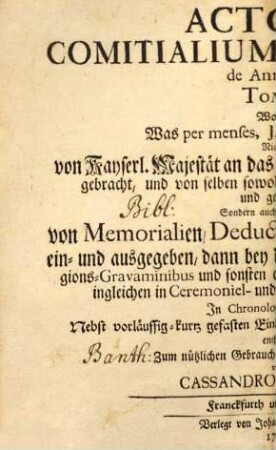 Actorum Comitialium Publicorum de Anno ... Tomus .... 1743,1