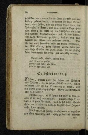 Selbsterkenntniß.