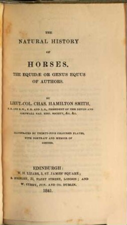 The Naturalist's Library, I. Mammalia. 12, Horses