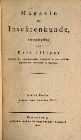 Magazin für Insektenkunde. 1, 1. 1802