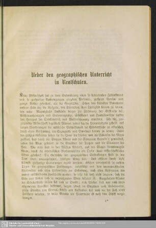 Ueber den geographischen Unterricht in Realschulen