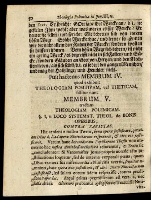 Membrum V. tractans Theologiam Polemicam
