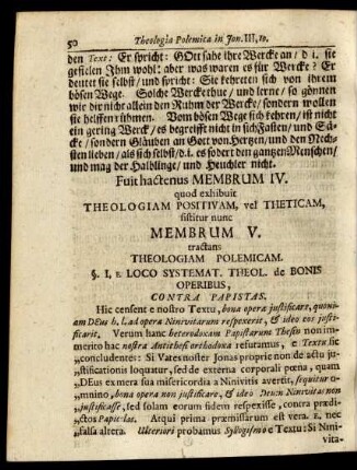 Membrum V. tractans Theologiam Polemicam