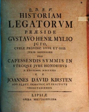 Historiam [!] Legatorvm