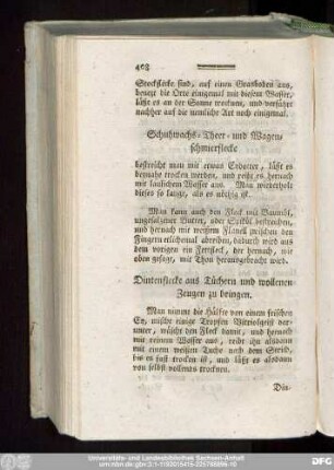 Dintenflecke aus Tüchern und wollenen Zeugen zu bringen.