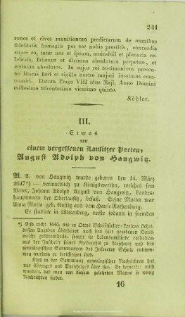 Etwas von einem vergessenen Lausitzer Poeten : August Adolph von Haugwitz