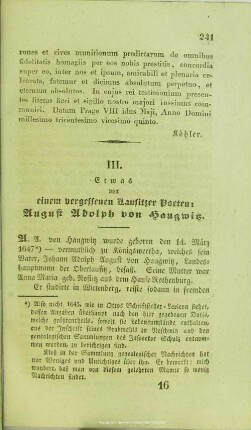 Etwas von einem vergessenen Lausitzer Poeten : August Adolph von Haugwitz