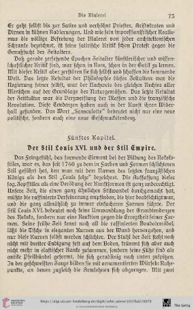 Fünftes Kapitel: Der Stil Louis XVI. und der Stil Empire