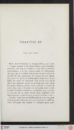 Chapitre XV: Cinq ans après