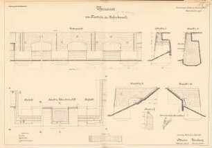 Ufermauer am Nordufer des Hafenkanals, Duisburg-Ruhrort: Ansichten, Aufsichten, Schnitte 1:100