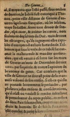 Histoire de la miraculeuse Delivrance enuoyée de Dieu à la Ville De Genève