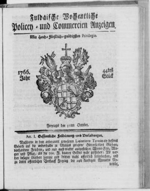 44tes Stück, Ausgabe vom 31. October 1766