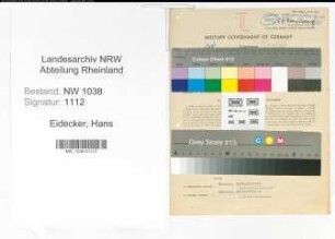 Entnazifizierung Hans Eidecker , geb. 28.08.1893 (Techniker)