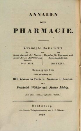 Annalen der Pharmacie. 32. 1839