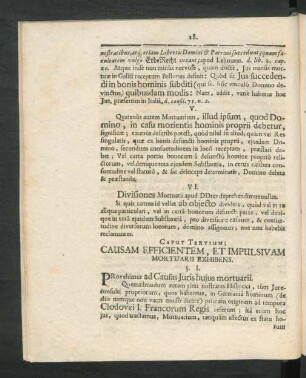 Caput Tertium; Causam Efficientem, Et Impulsivam Mortuarii Exhibens