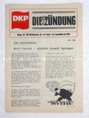 Zeitung der DKP für die Arbeiter und Angestellten bei BMW u.a. zu den Arbeitsbedingungen, zum Kampf um atomare Abrüstung und zur Europawahl