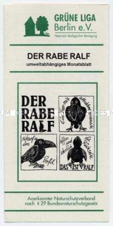 Werbeprospekt der Grünen Liga für ihre Zeitung