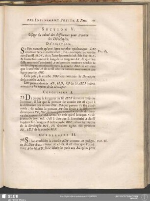 Section V. Usage du calcul des différences pour trouver les Dévelopées