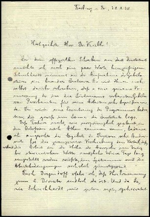 W. Kolbe an K. Kübler