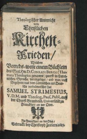Theologischer Unterricht vom Christlichen Kirchen-Frieden
