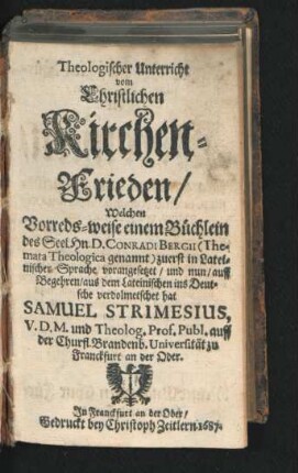 Theologischer Unterricht vom Christlichen Kirchen-Frieden