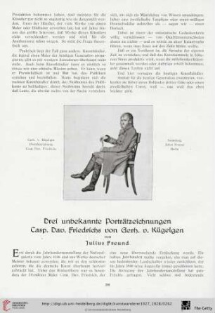 9/10: Drei unbekannte Porträtzeichnungen Casp. Dav. Friedrichs von Gerh. v. Kügelgen