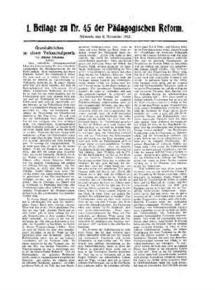 Grundsätzliches zu einem Volksschulgesetz : (Schluß) ; 1. Beilage zu Nr. 45 der Pädagogischen Reform