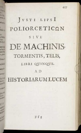 Poliorcetiocωn Sive De Machinis Tormentis, Telis, Libri Qiunque. Ad Historiarumlucem.
