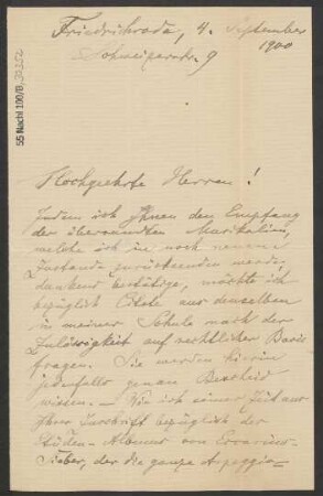 Brief an B. Schott's Söhne : 04.09.1900