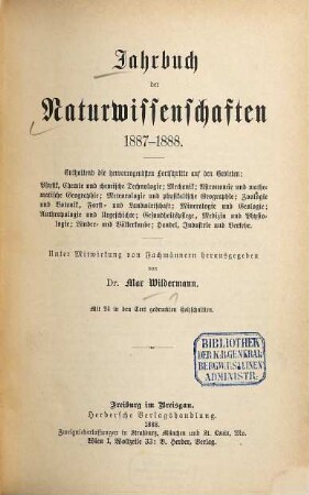 Jahrbuch der Naturwissenschaften. 3. 1887/88 (1888)