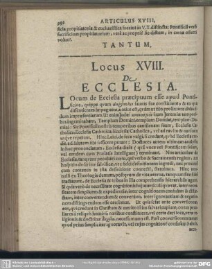 [Articulus] XVIII. De Ecclesia