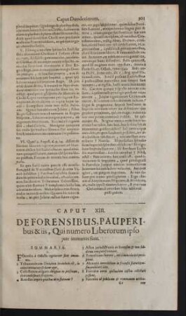 Caput XIII. De Forensibus, Pauperibus & iis, Qui numero Liberorum ipso iure immunes sunt.