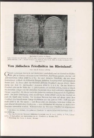 Von jüdischen Friedhöfen im Rheinland