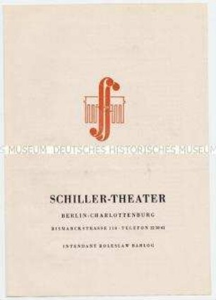 Programm zur Aufführung des Stückes "Das kalte Licht" von Carl Zuckmayer im Schiller-Theater Berlin