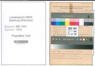 Entnazifizierung Karl Plogmaker , geb. 26.02.1912 (Bote)
