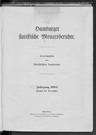 1924: Hamburger statistische Monatsberichte