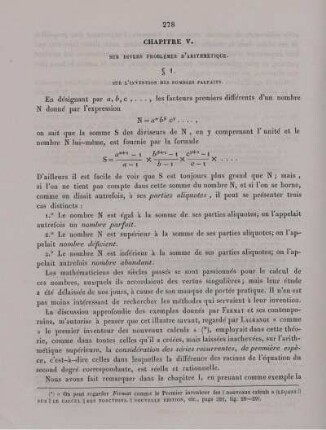 Chapitre V. Sur divers problèmes d'arithmétique.