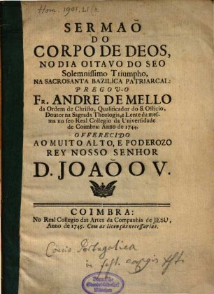 Sermaõ do Corpo de Deos